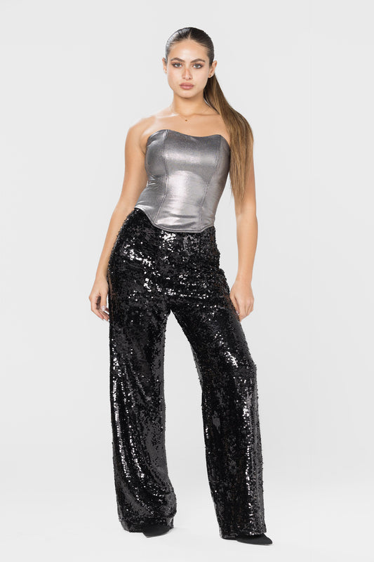 Midnight Sequin Pants - Black